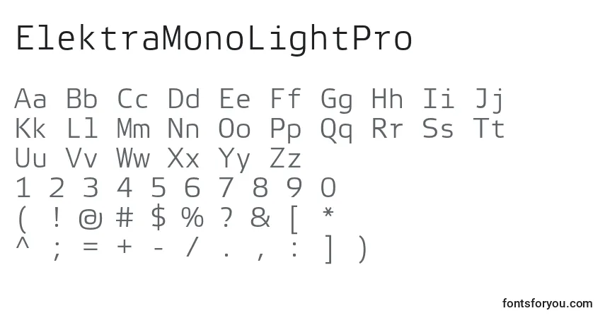 ElektraMonoLightProフォント–アルファベット、数字、特殊文字