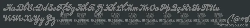 EmiralscriptboldPersonalUse Font – Gray Fonts on Black Background