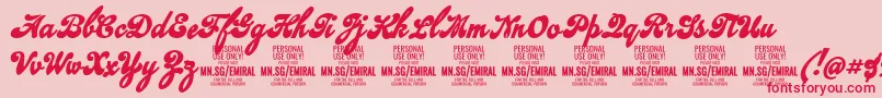 EmiralscriptboldPersonalUse Font – Red Fonts on Pink Background