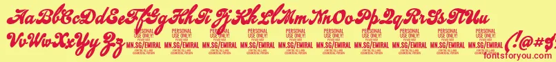 EmiralscriptboldPersonalUse Font – Red Fonts on Yellow Background