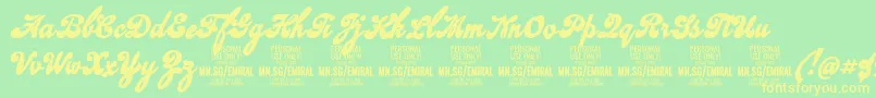 EmiralscriptboldPersonalUse Font – Yellow Fonts on Green Background