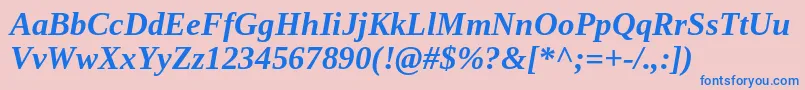 Tinos ffy-Schriftart – Blaue Schriften auf rosa Hintergrund