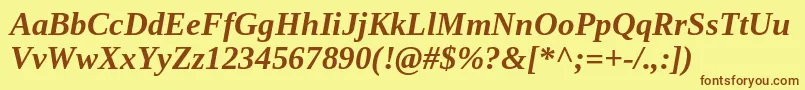 Tinos ffy-Schriftart – Braune Schriften auf gelbem Hintergrund