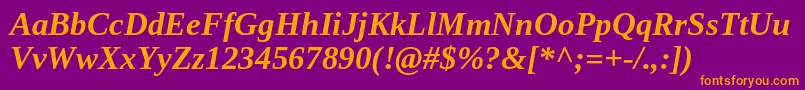 Tinos ffy-Schriftart – Orangefarbene Schriften auf violettem Hintergrund