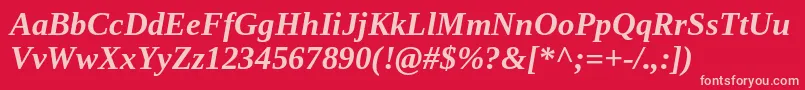 Tinos ffy Font – Pink Fonts on Red Background
