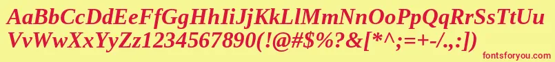 Tinos ffy Font – Red Fonts on Yellow Background