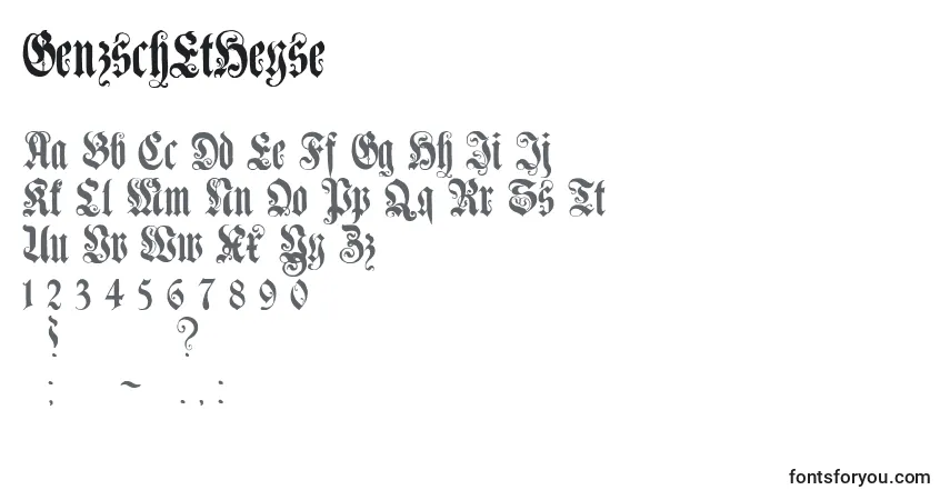 A fonte GenzschEtHeyse – alfabeto, números, caracteres especiais
