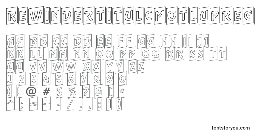 Шрифт RewindertitulcmotlupRegular – алфавит, цифры, специальные символы