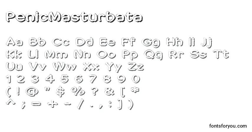 Schriftart PenicMasturbata – Alphabet, Zahlen, spezielle Symbole