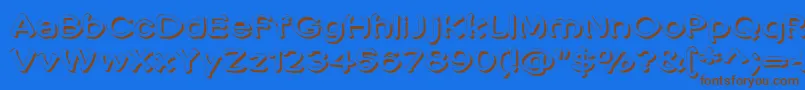 フォントPenicMasturbata – 茶色の文字が青い背景にあります。