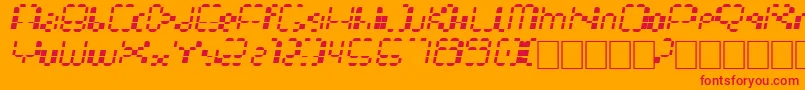 Multihora-Schriftart – Rote Schriften auf orangefarbenem Hintergrund