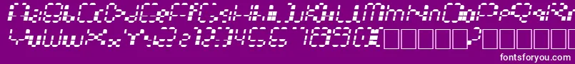 Multihora-Schriftart – Weiße Schriften auf violettem Hintergrund