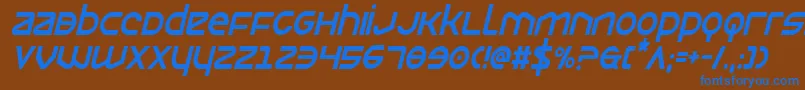 Czcionka Opiliocondital – niebieskie czcionki na brązowym tle