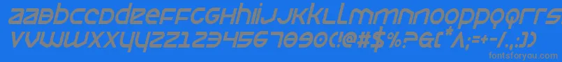 フォントOpiliocondital – 青い背景に灰色の文字