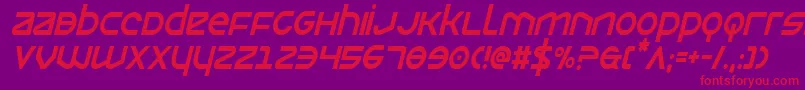 フォントOpiliocondital – 紫の背景に赤い文字