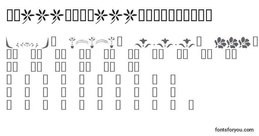 Czcionka KrFleurFlairLines2 – alfabet, cyfry, specjalne znaki