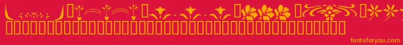 KrFleurFlairLines2-Schriftart – Orangefarbene Schriften auf rotem Hintergrund