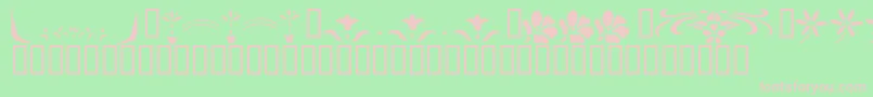 フォントKrFleurFlairLines2 – 緑の背景にピンクのフォント