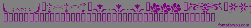フォントKrFleurFlairLines2 – 紫色のフォント、灰色の背景