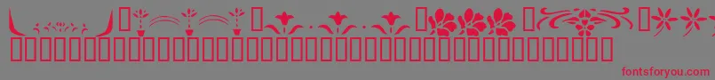 フォントKrFleurFlairLines2 – 赤い文字の灰色の背景