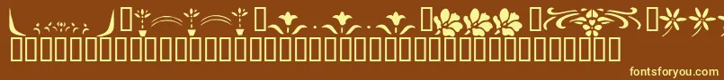 フォントKrFleurFlairLines2 – 黄色のフォント、茶色の背景