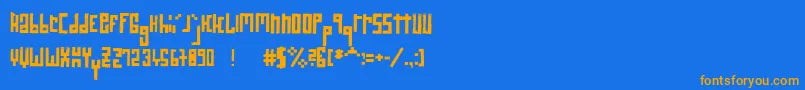 フォントRawstreetwall – オレンジ色の文字が青い背景にあります。