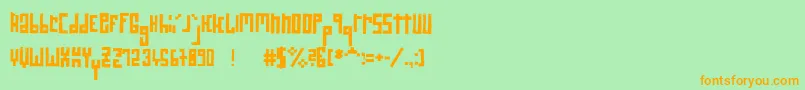 フォントRawstreetwall – オレンジの文字が緑の背景にあります。