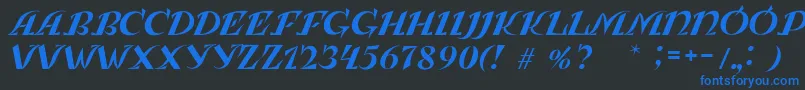 LeningradkaKursiv Font – Blue Fonts on Black Background