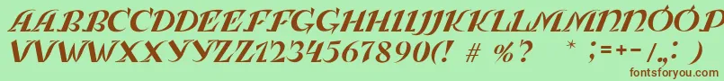 Czcionka LeningradkaKursiv – brązowe czcionki na zielonym tle