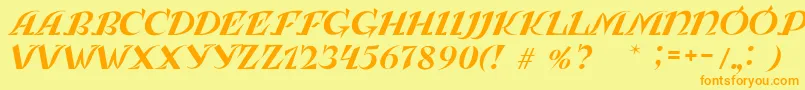 LeningradkaKursiv Font – Orange Fonts on Yellow Background