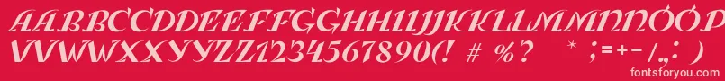 LeningradkaKursiv Font – Pink Fonts on Red Background