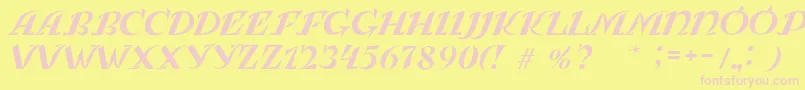 LeningradkaKursiv-fontti – vaaleanpunaiset fontit keltaisella taustalla