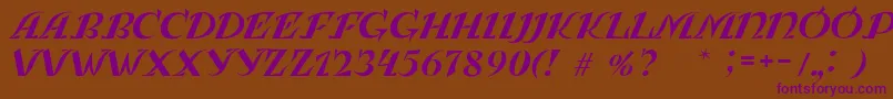 LeningradkaKursiv Font – Purple Fonts on Brown Background