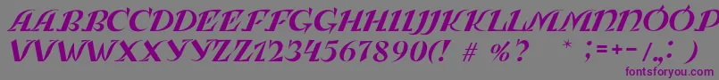 LeningradkaKursiv-fontti – violetit fontit harmaalla taustalla