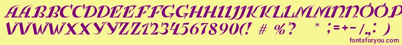 LeningradkaKursiv Font – Purple Fonts on Yellow Background