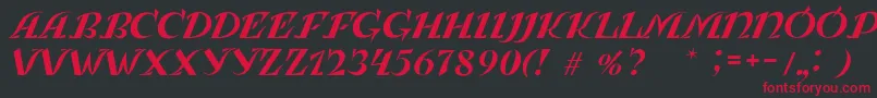 LeningradkaKursiv Font – Red Fonts on Black Background