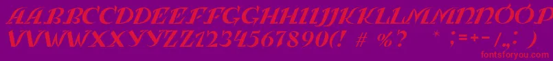 LeningradkaKursiv Font – Red Fonts on Purple Background