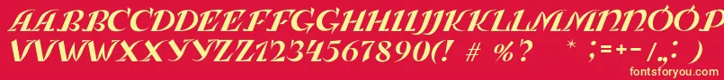 LeningradkaKursiv Font – Yellow Fonts on Red Background