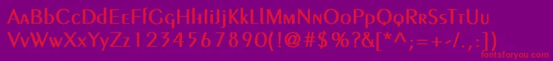 Fonte PeignotLightBold – fontes vermelhas em um fundo violeta