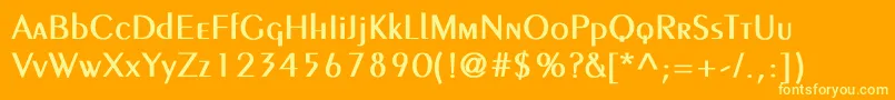 PeignotLightBold-fontti – keltaiset fontit oranssilla taustalla
