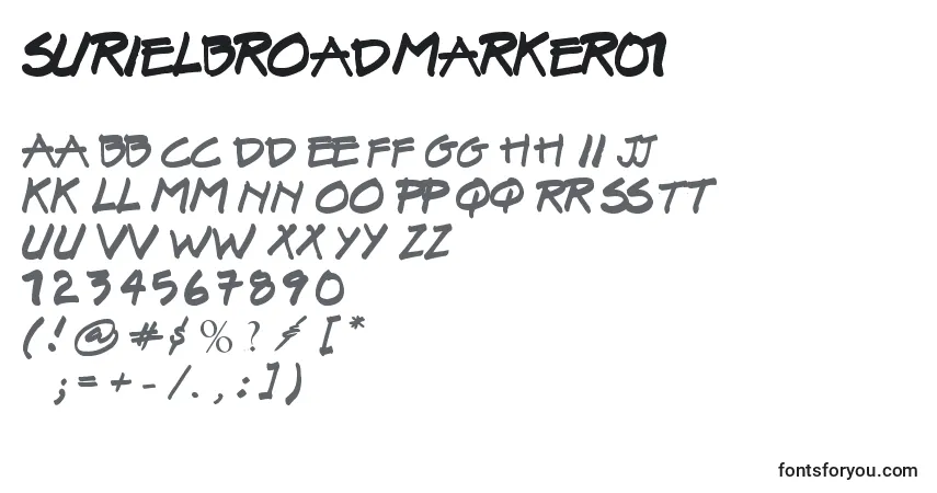 Czcionka SurielBroadMarker01 – alfabet, cyfry, specjalne znaki