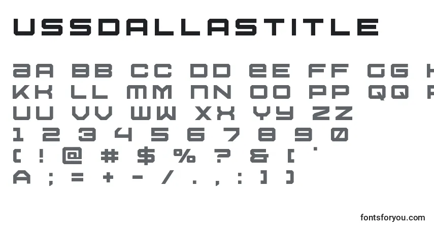 Czcionka Ussdallastitle – alfabet, cyfry, specjalne znaki