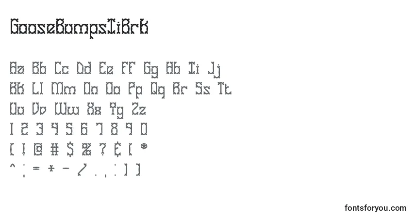Czcionka GooseBumpsIiBrk – alfabet, cyfry, specjalne znaki