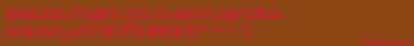 フォントGooseBumpsIiBrk – 赤い文字が茶色の背景にあります。