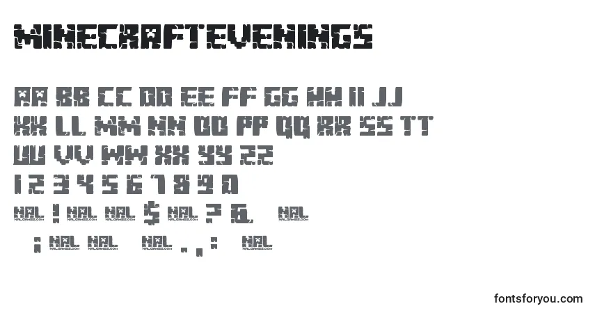 MinecraftEveningsフォント–アルファベット、数字、特殊文字