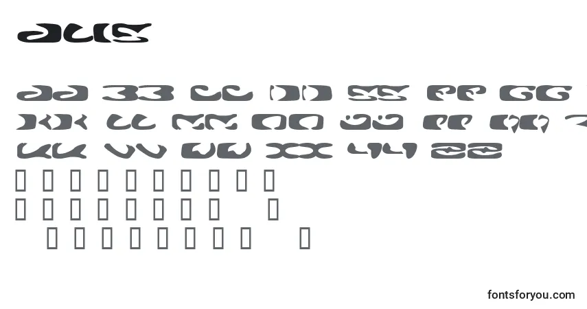 A fonte Alie – alfabeto, números, caracteres especiais