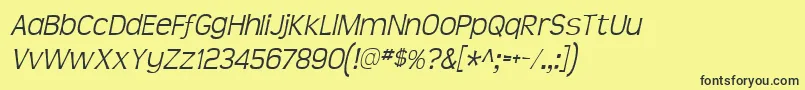 フォントTeenLightItalic – 黒い文字の黄色い背景