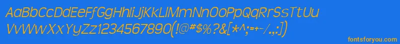Fonte TeenLightItalic – fontes laranjas em um fundo azul