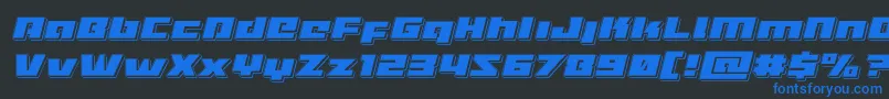 Fonte Turbochargepunchital – fontes azuis em um fundo preto