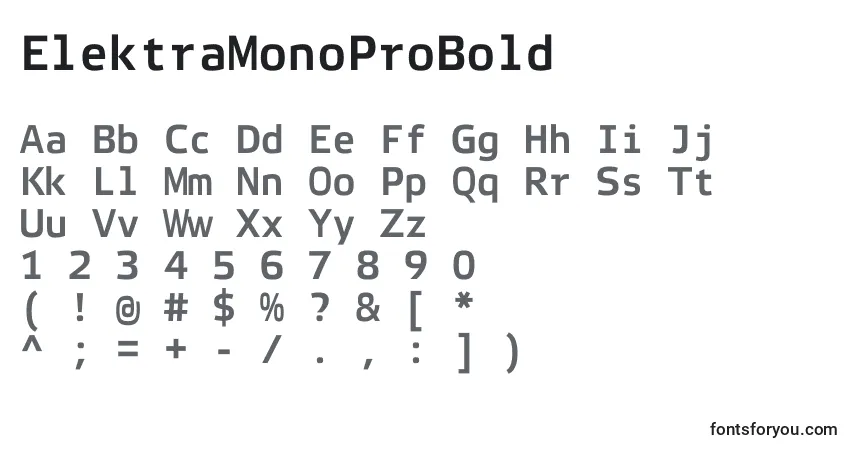 ElektraMonoProBoldフォント–アルファベット、数字、特殊文字
